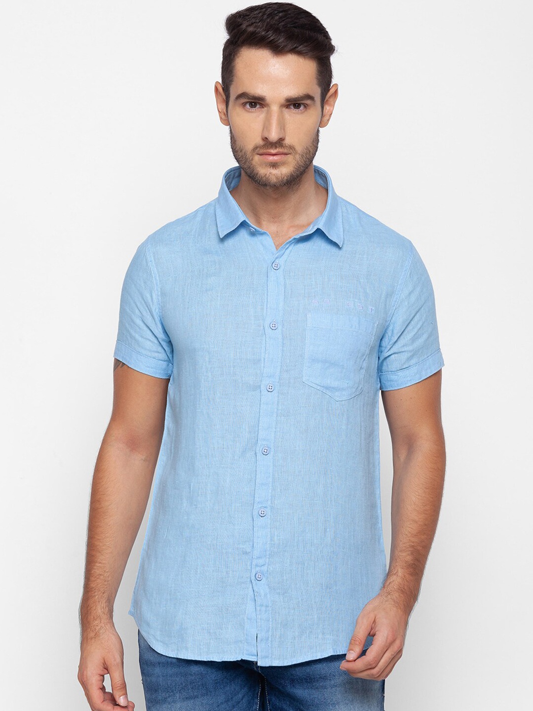 

SPYKAR Men Blue Slim Fit Opaque Casual Shirt