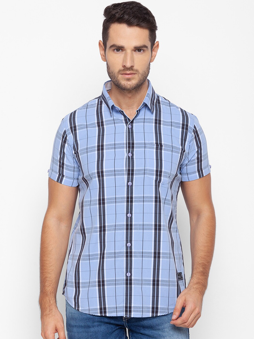 

SPYKAR Men Lavender Slim Fit Opaque Checked Casual Shirt