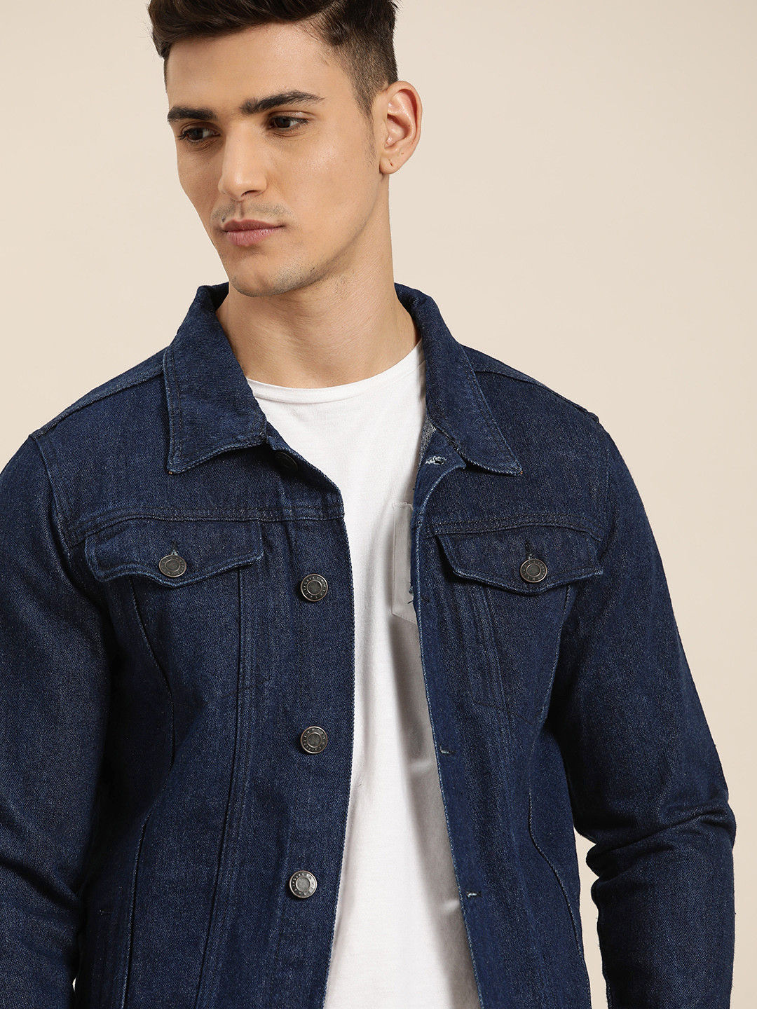 

INVICTUS Men Navy Blue Denim Jacket