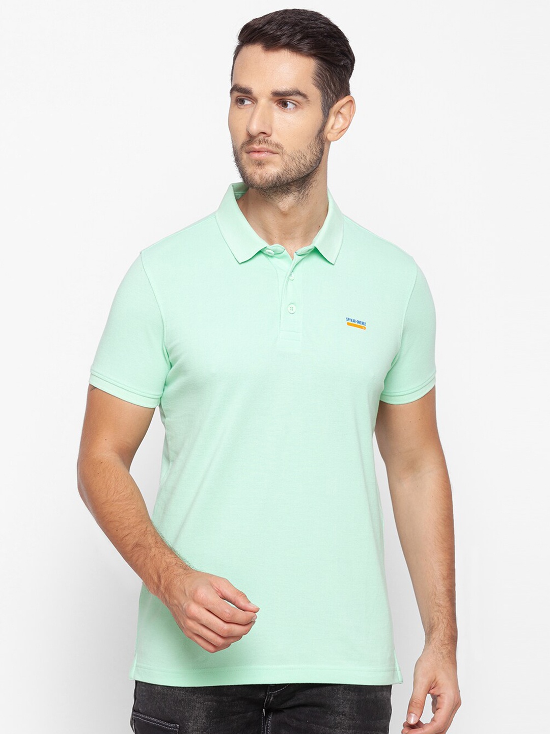 

SPYKAR Men Green Polo Collar Slim Fit T-shirt
