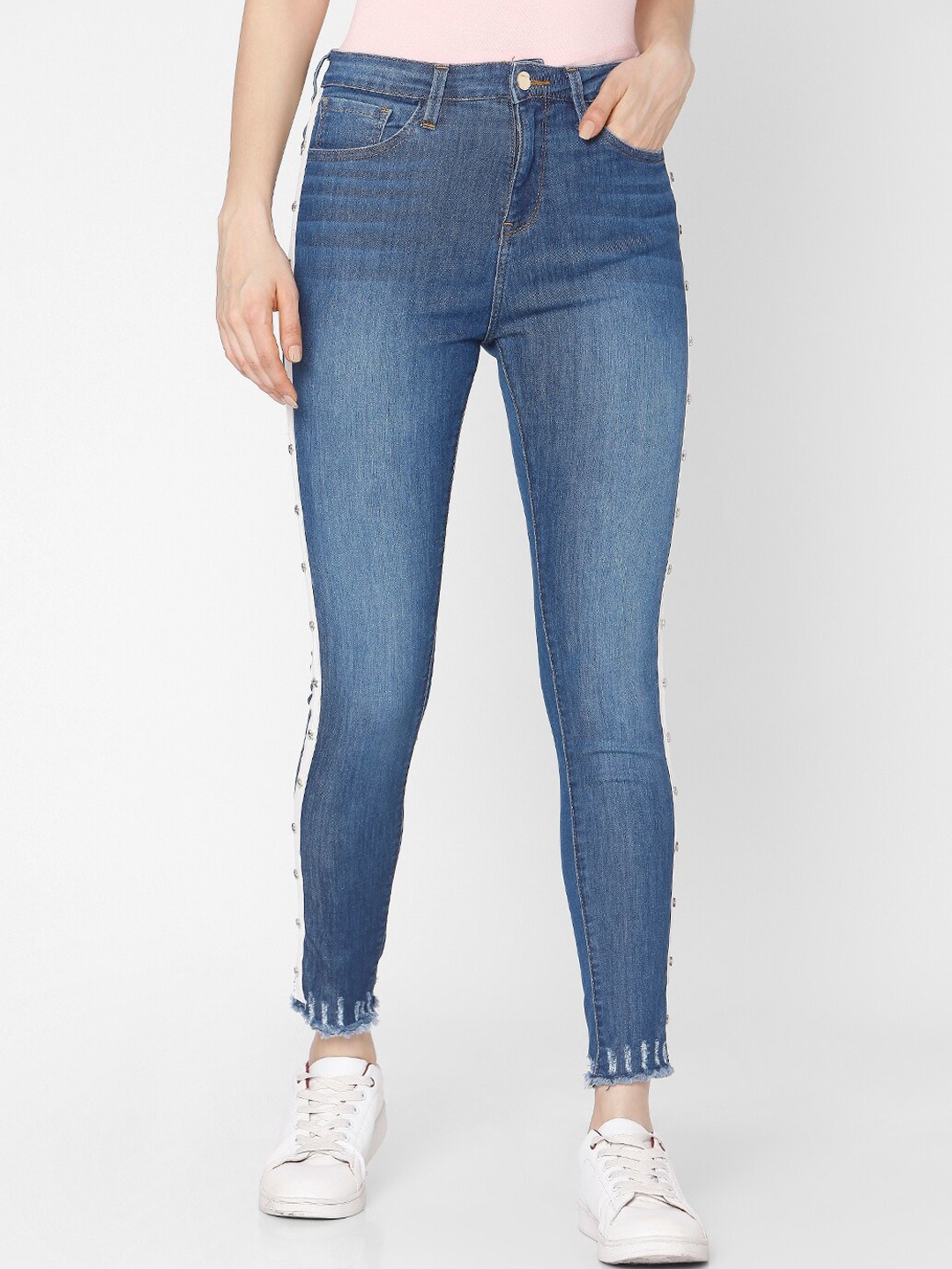 

Spykar Women Blue Alexa Skinny Fit Jeans with White Border