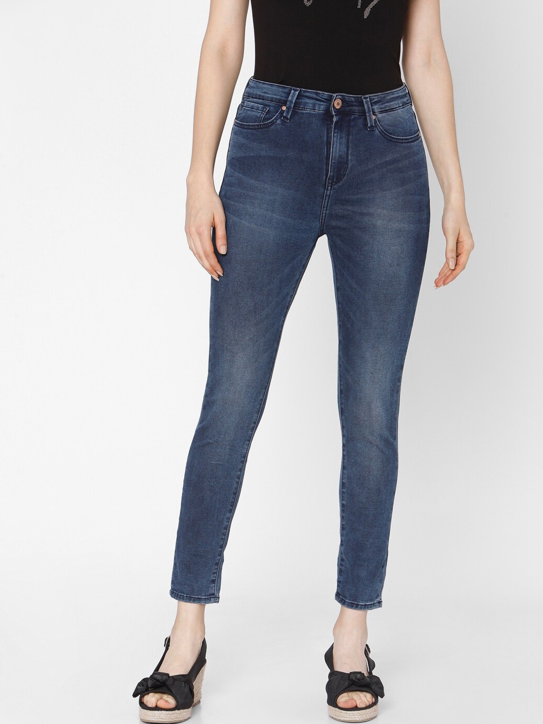 

SPYKAR Women Blue Skinny Fit High-Rise Mildly Distressed Jeans