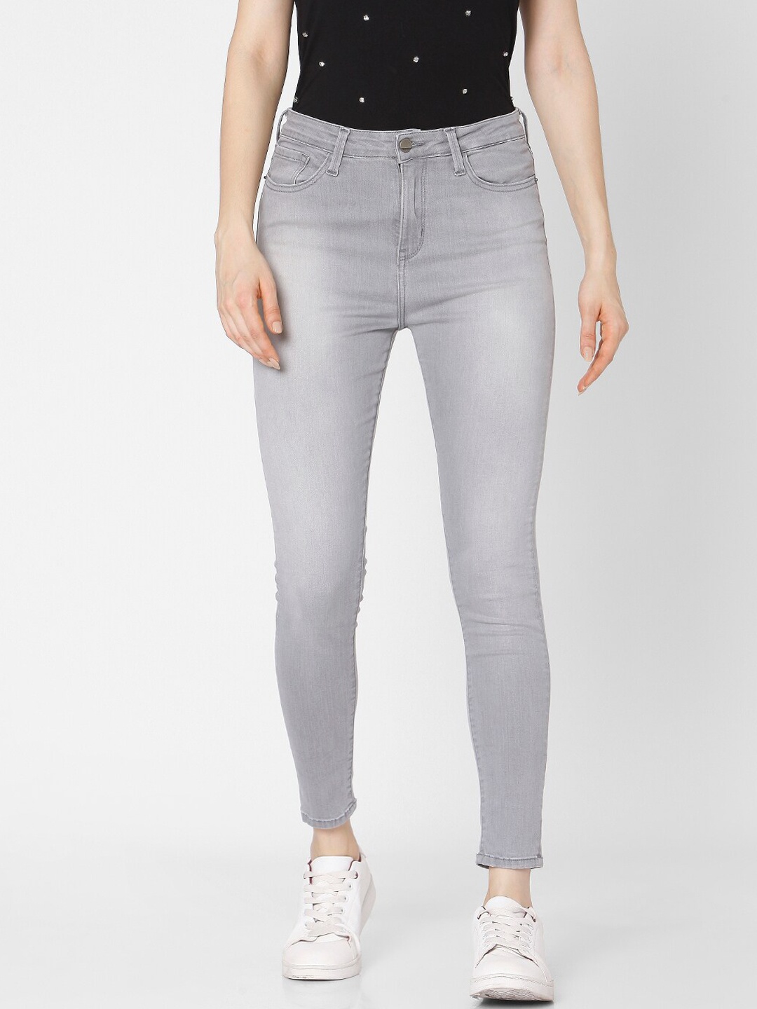 

SPYKAR Women Grey Skinny Fit High-Rise Jeans