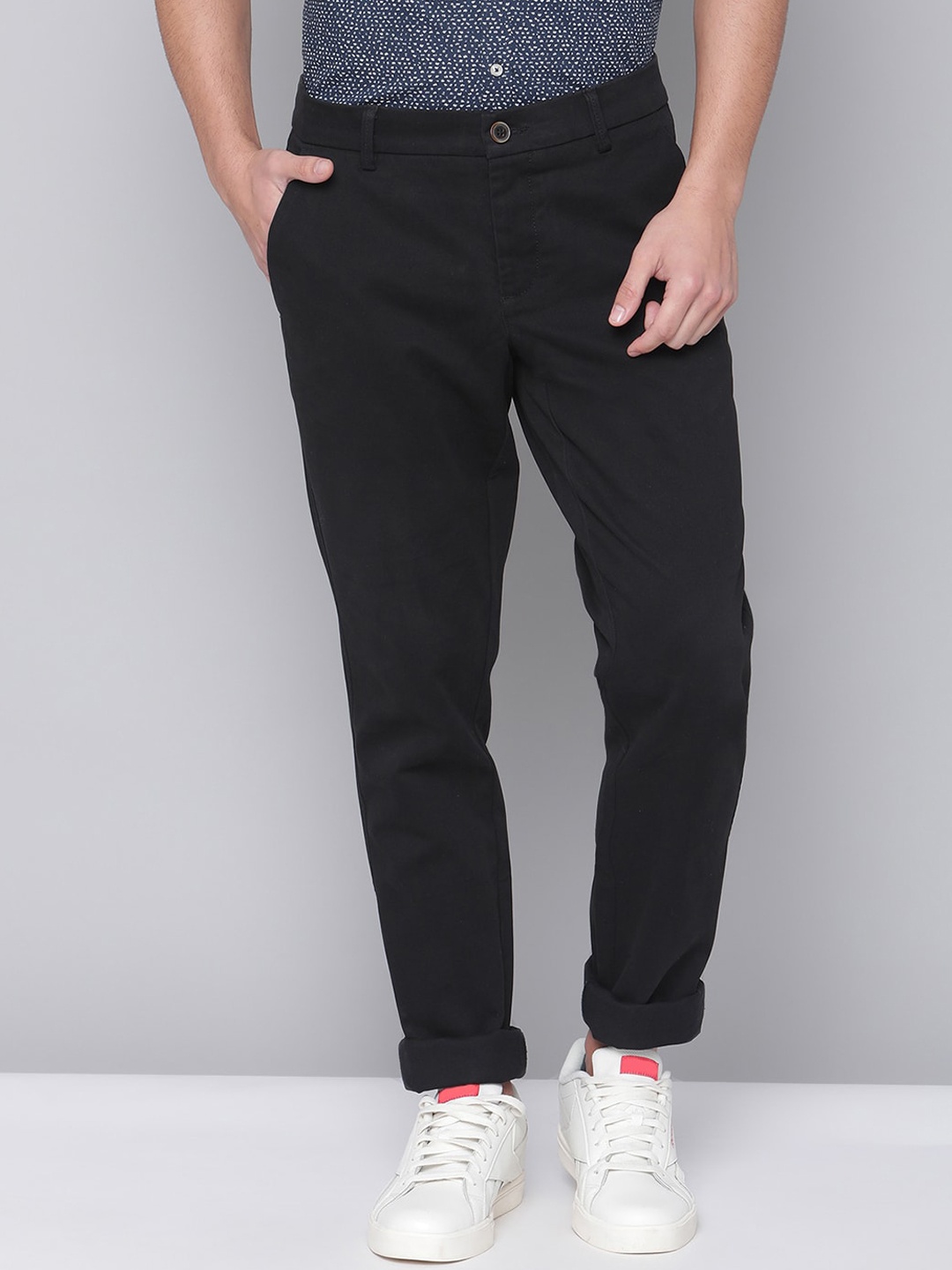 

Bruun & Stengade Men Black Slim Fit Chinos Trousers