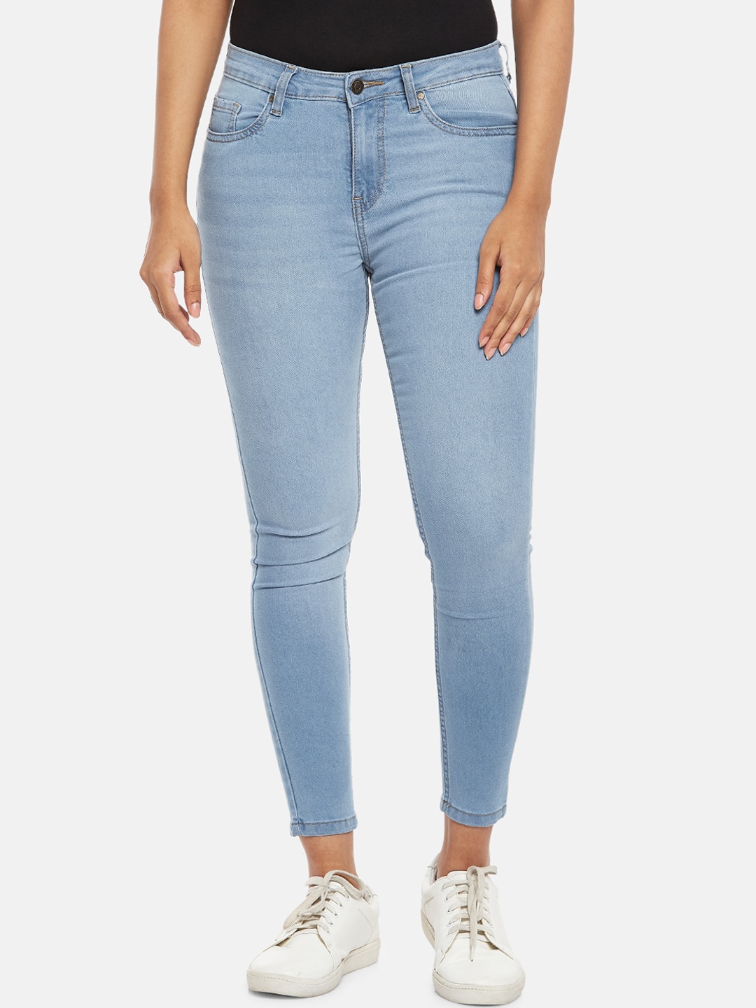 

People Women Blue Skinny Fit Light Fade Jeans