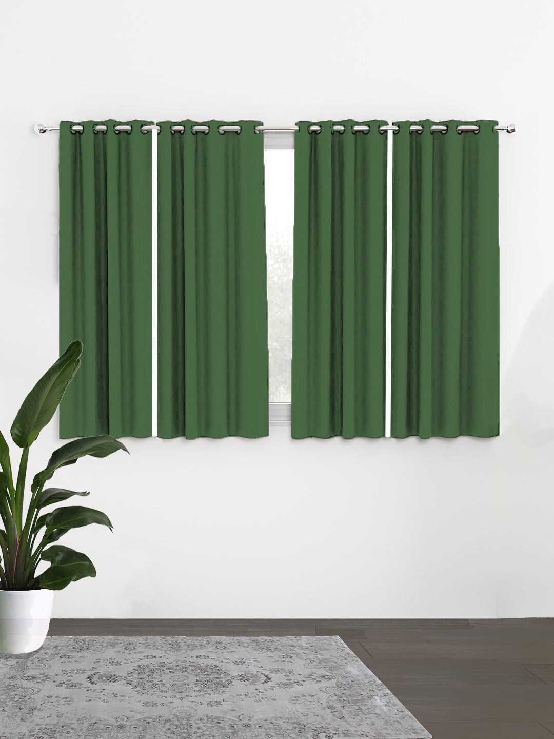 

HOUZZCODE Green Set of 4 Black Out Window Curtain