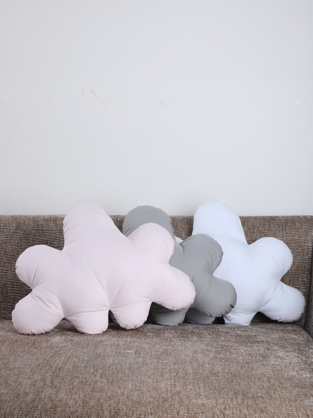 

My Gift Booth Set Of 3 Solid Cloud-Shaped Cushions, Pink