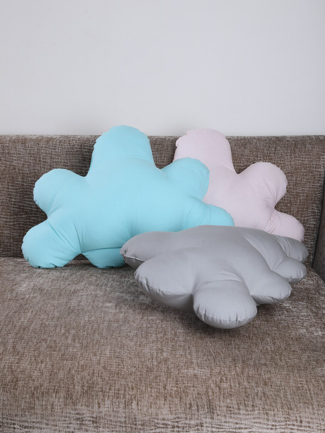 

My Gift Booth Set Of 3 Solid Cloud Shaped Cushions, Grey