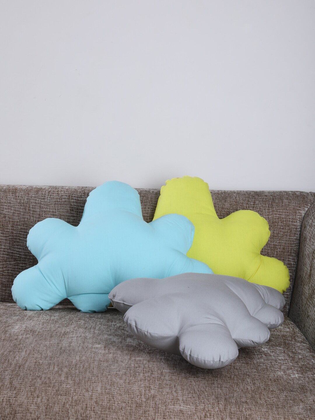 

My Gift Booth Set Of 3 Solid Cloud Shaped Cushions, Blue