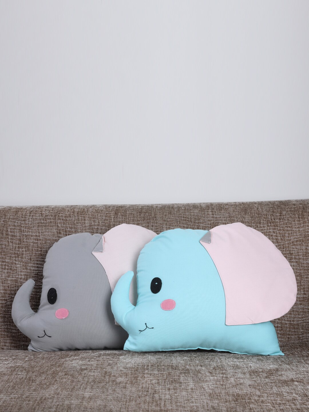 

My Gift Booth Set Of 2 Solid Elephant Shaped Cushions, Grey