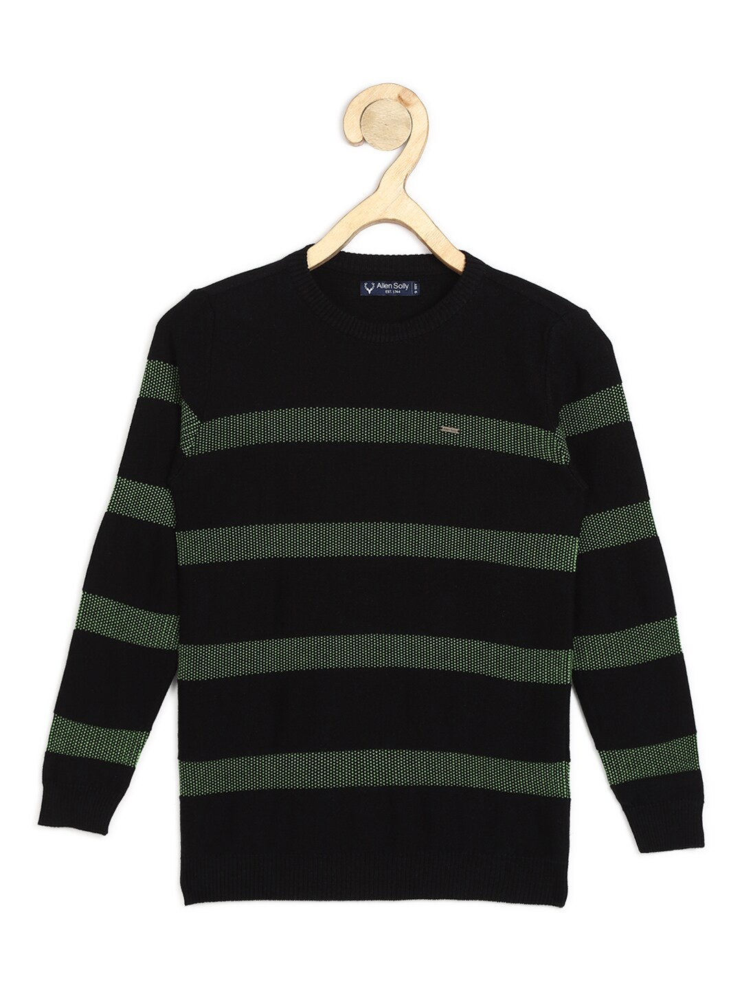 

Allen Solly Junior Boys Black & Green Striped Pullover
