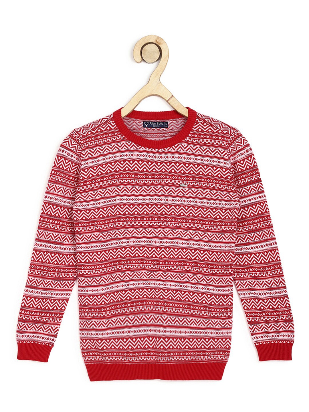 

Allen Solly Junior Boys Red & Off White Striped Pullover