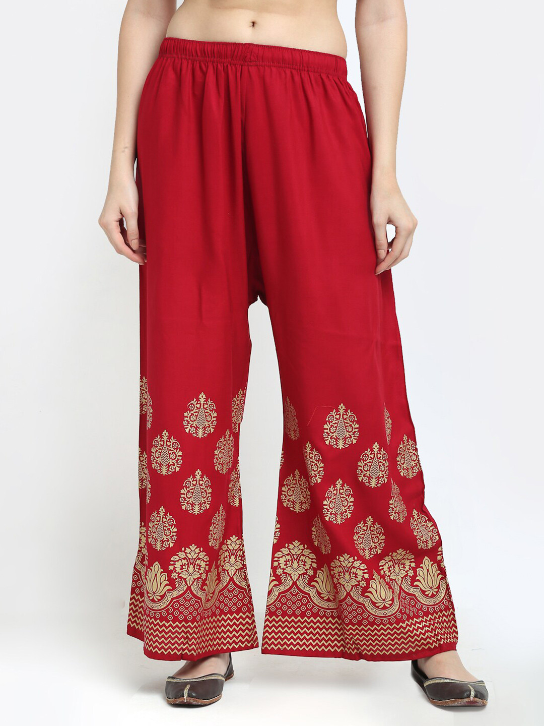 

TAG 7 Women Maroon Printed Flared Palazzo