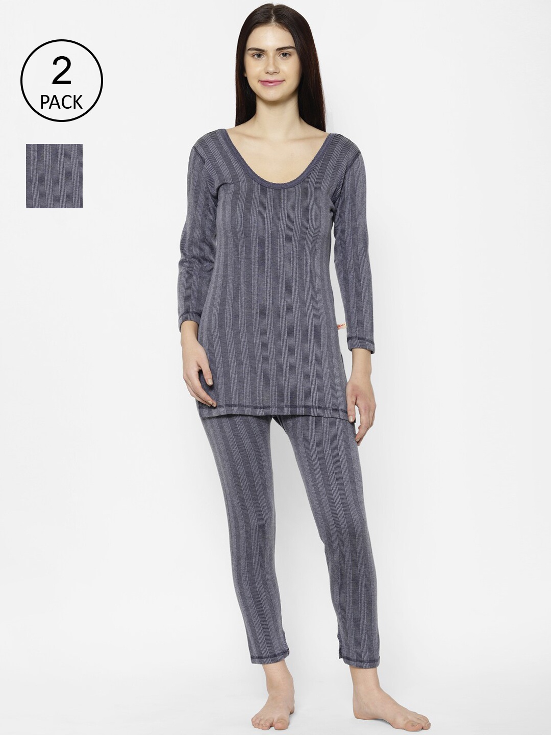 

VIMAL JONNEY Women Navy Blue Pack Of 2 Thermals