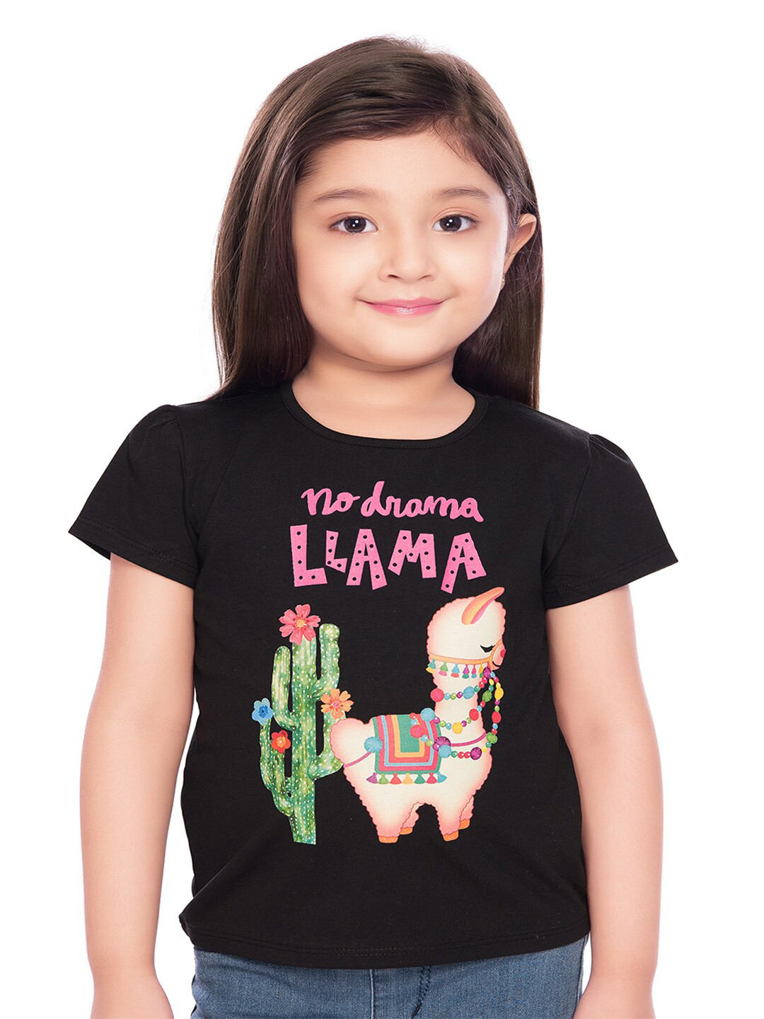 

Tiny Baby Girls Black & Pink Printed T-shirt