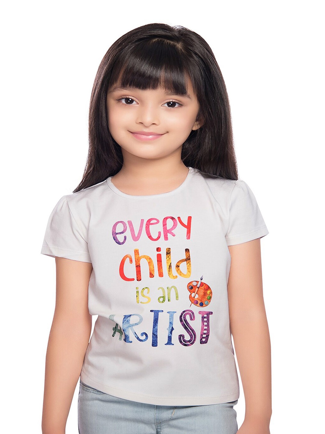 

Tiny Baby Girls White Printed T-shirt
