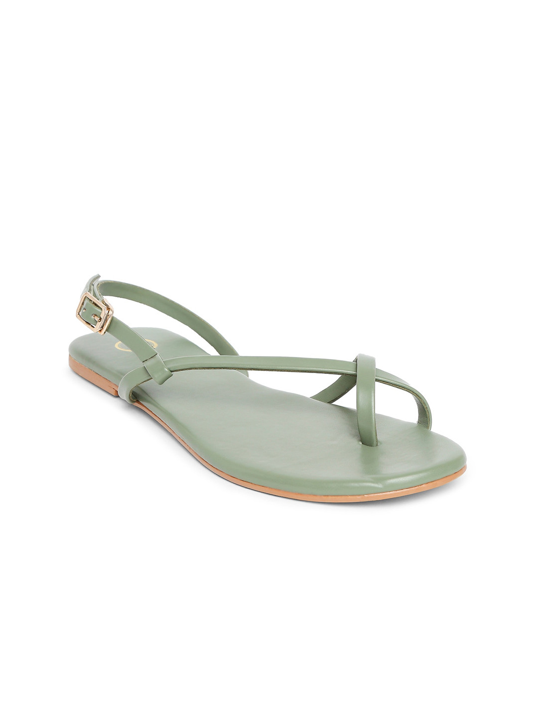

20Dresses Women Green One Toe Flats With Buckles