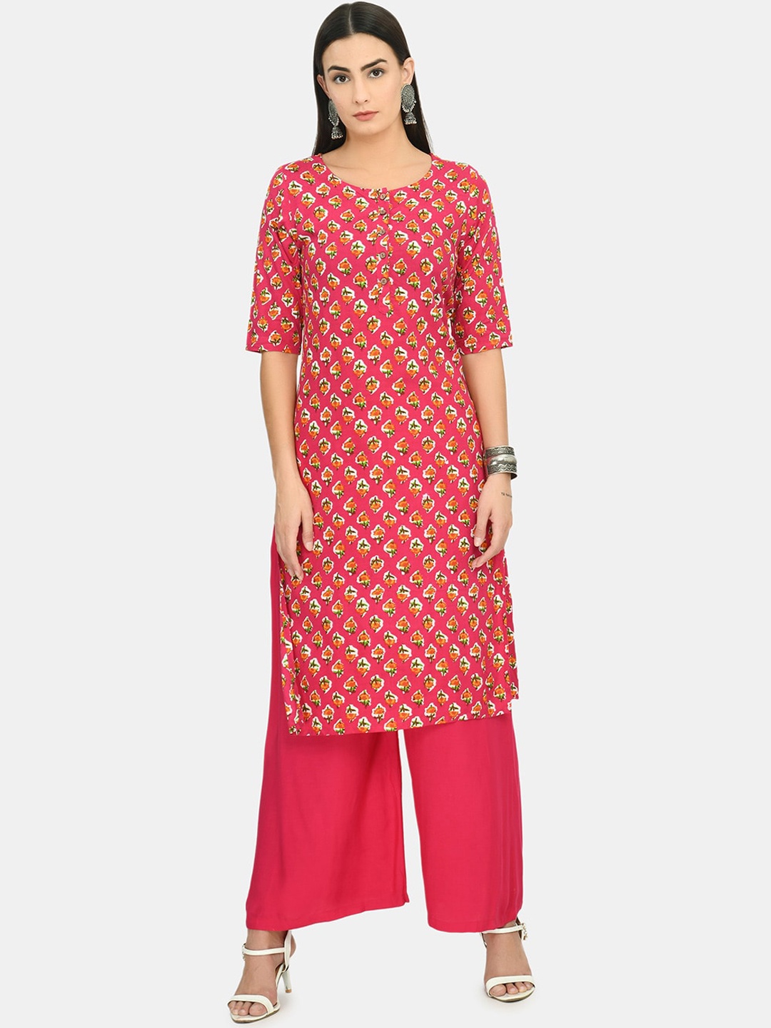 

Myshka Women Pink Geometric Printed Kurta