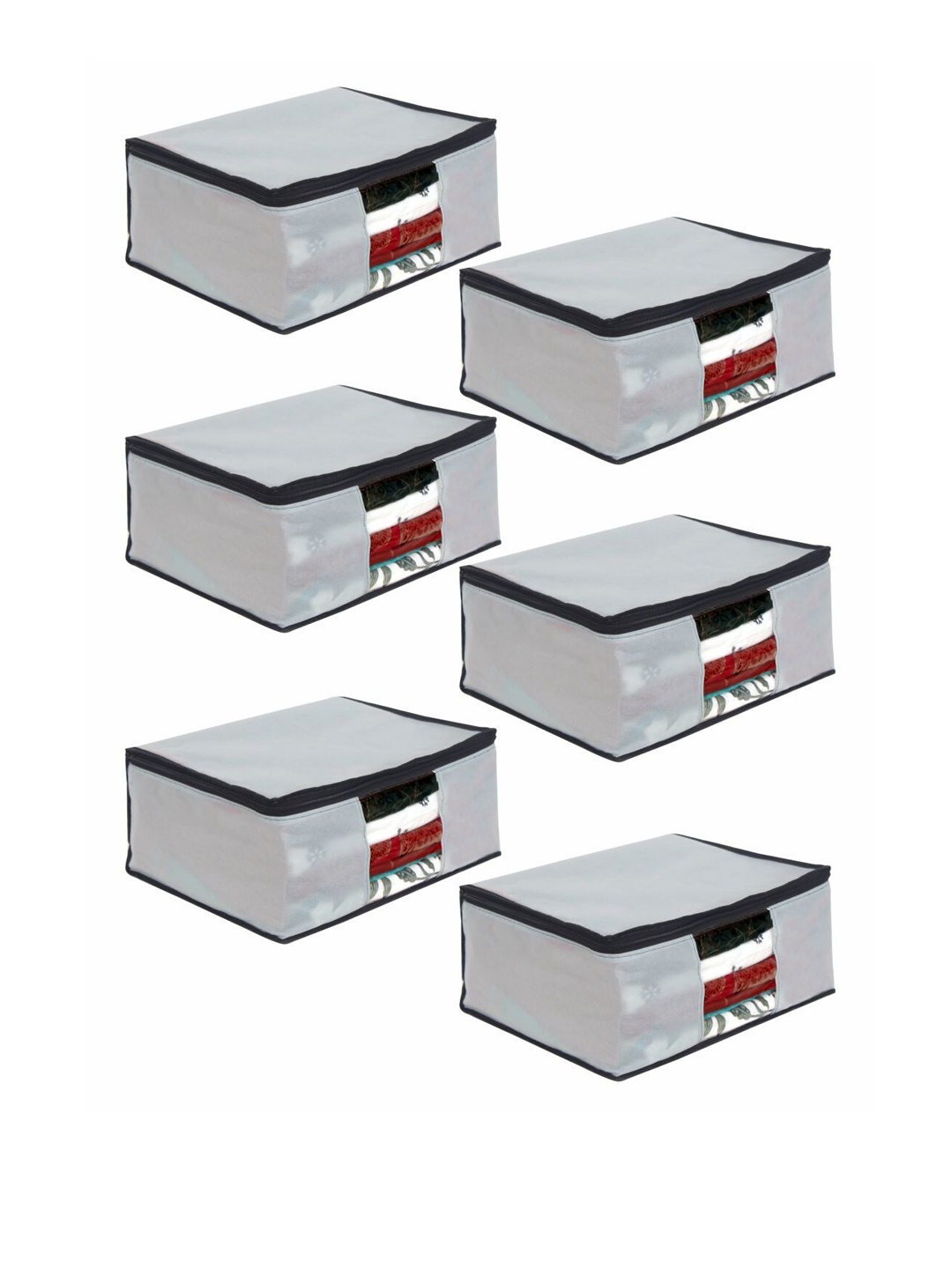 

prettykrafts Set Of 6 Grey Solid Saree Organizers
