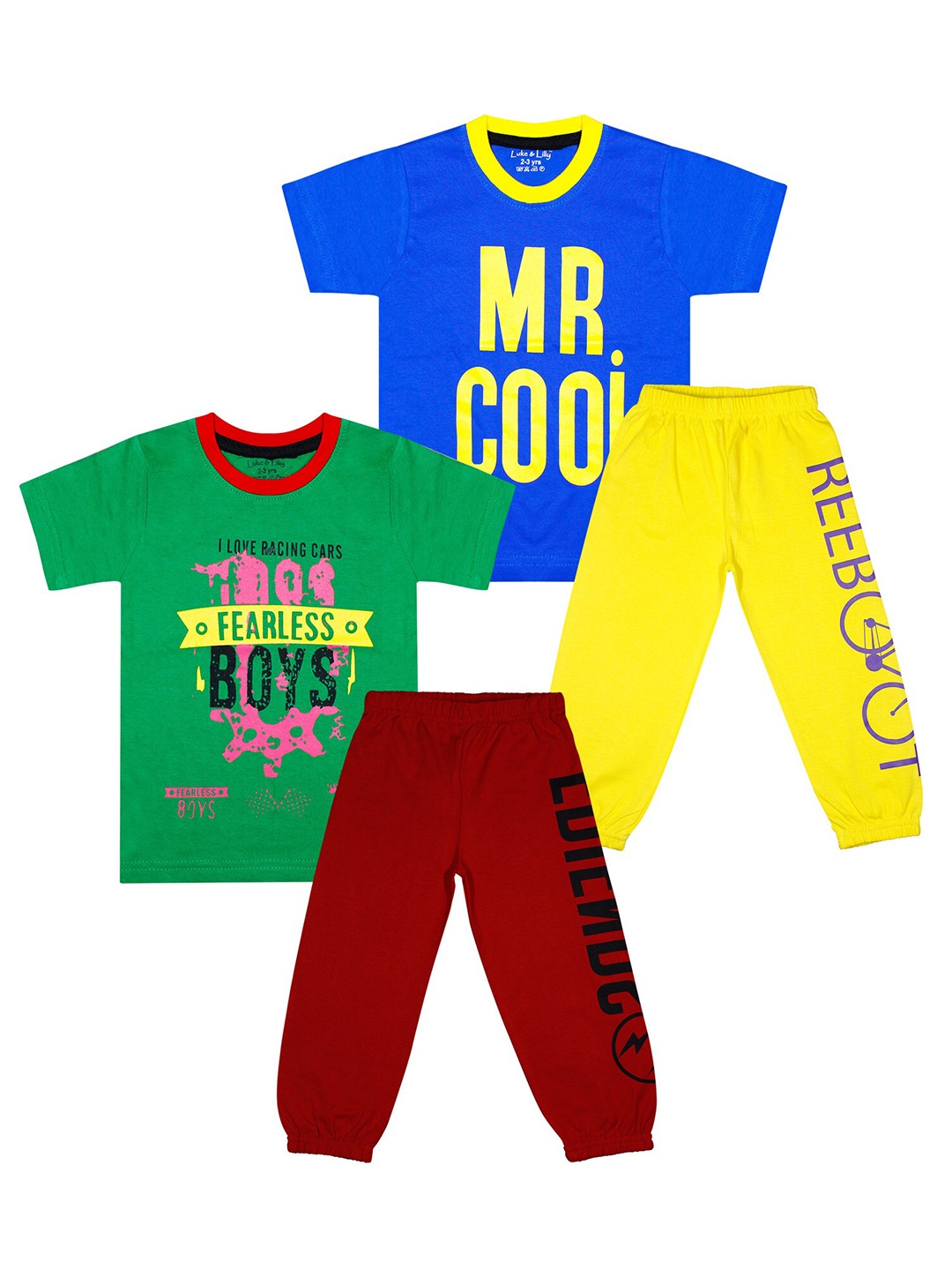 

Luke & Lilly Boys Set of 2 Multi Colored & Printed Tshirt with Pyjamas