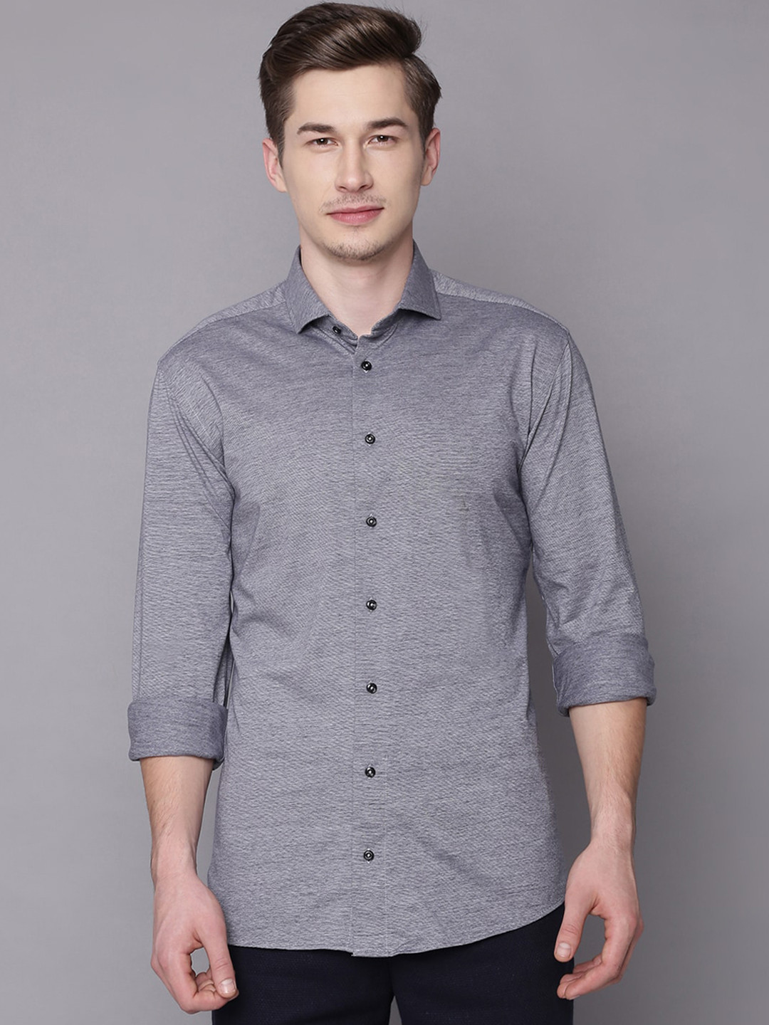 

Bruun & Stengade Men Navy Blue Slim Fit Opaque Casual Shirt