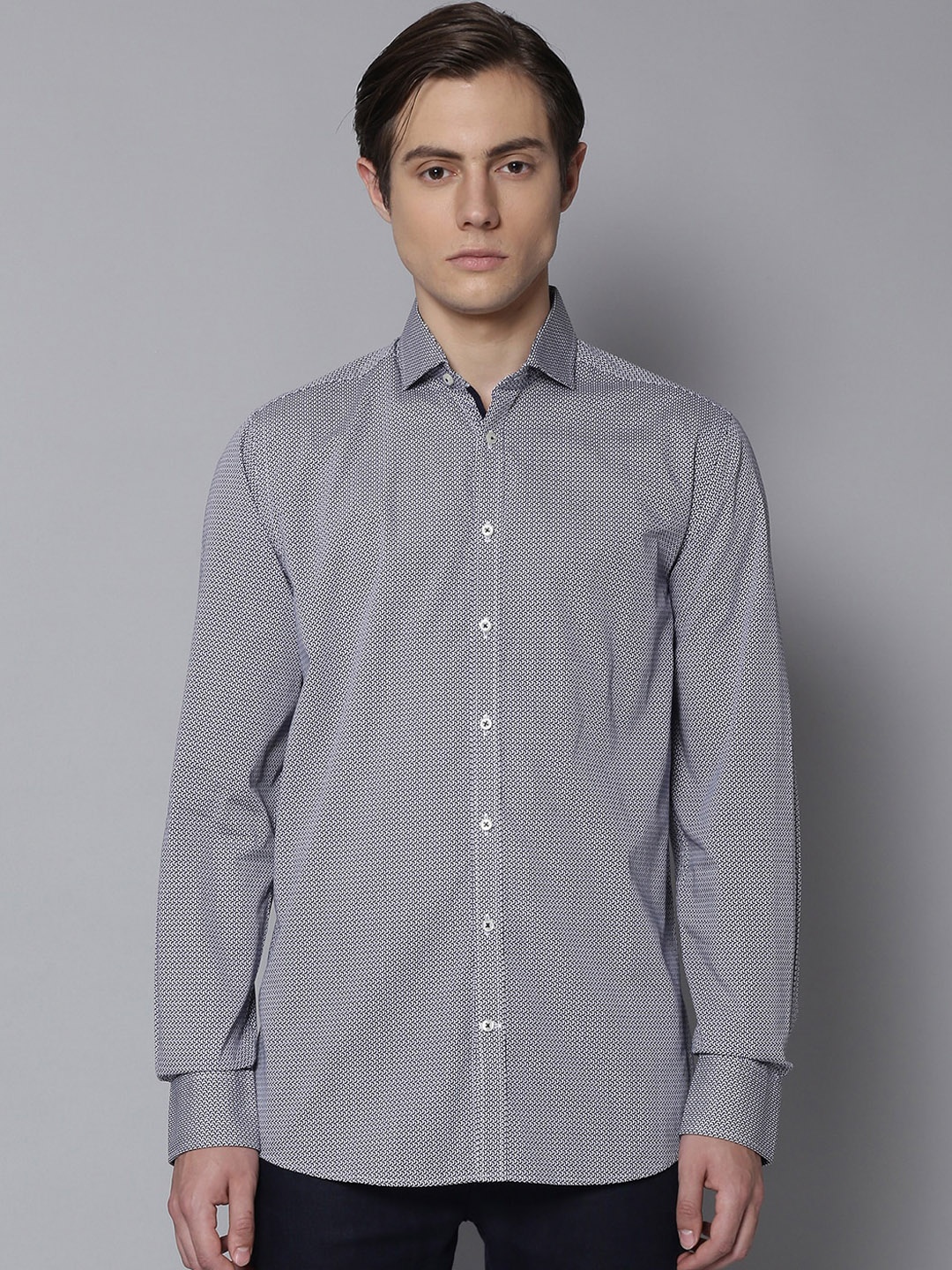 

Bruun & Stengade Men Navy Blue Opaque Printed Casual Shirt