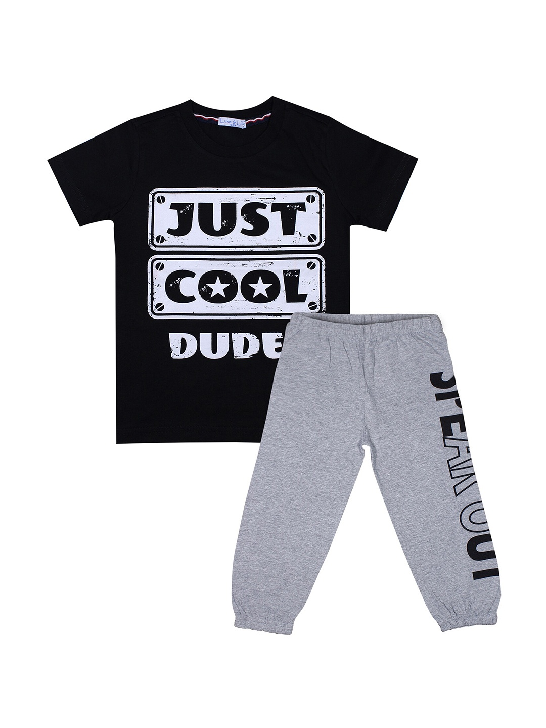 

Luke & Lilly Boys Grey & Black Printed T-shirt with Pyjamas