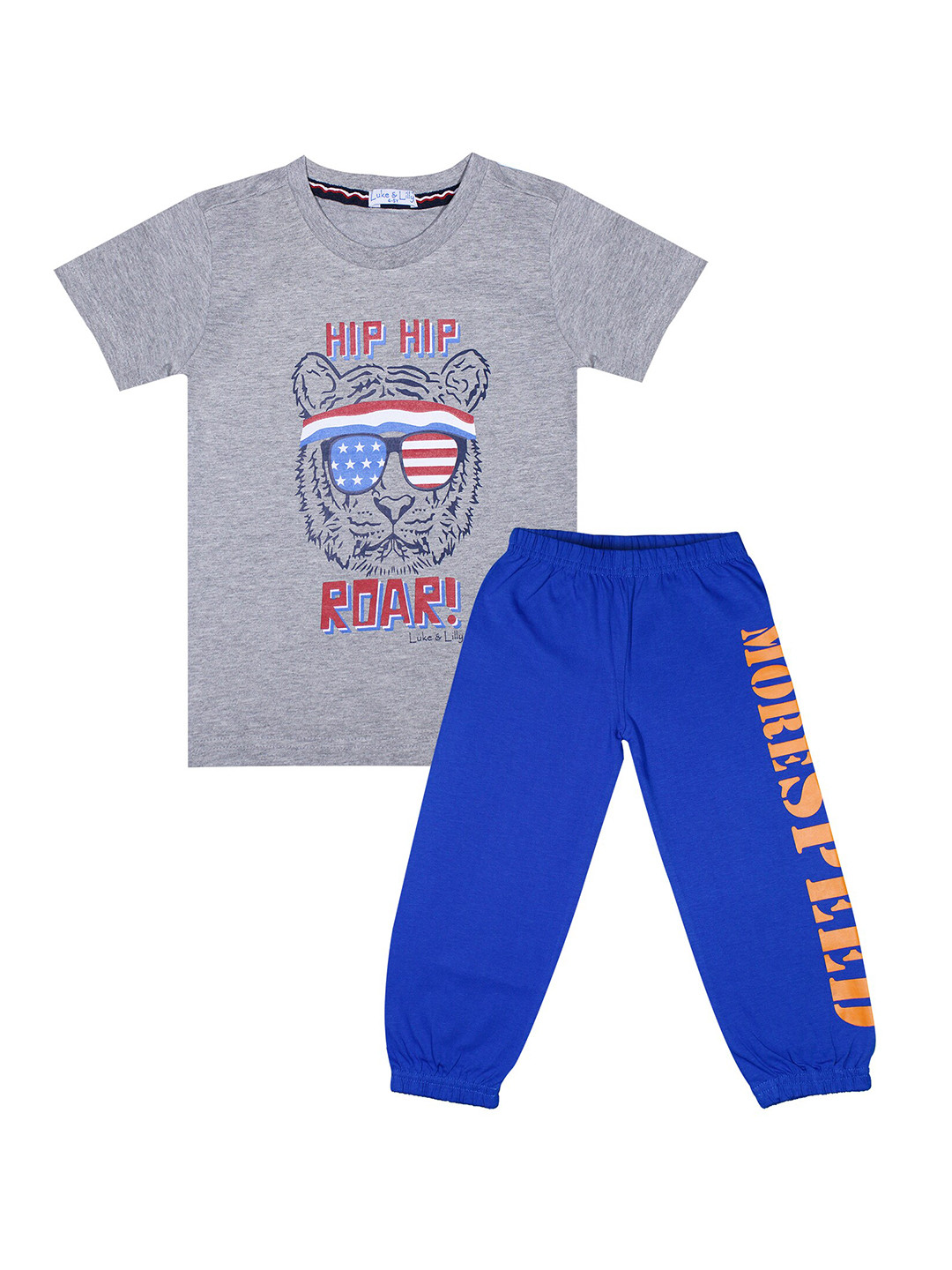 

Luke & Lilly Boys Grey & Blue Printed T-shirt and Pyjama sets