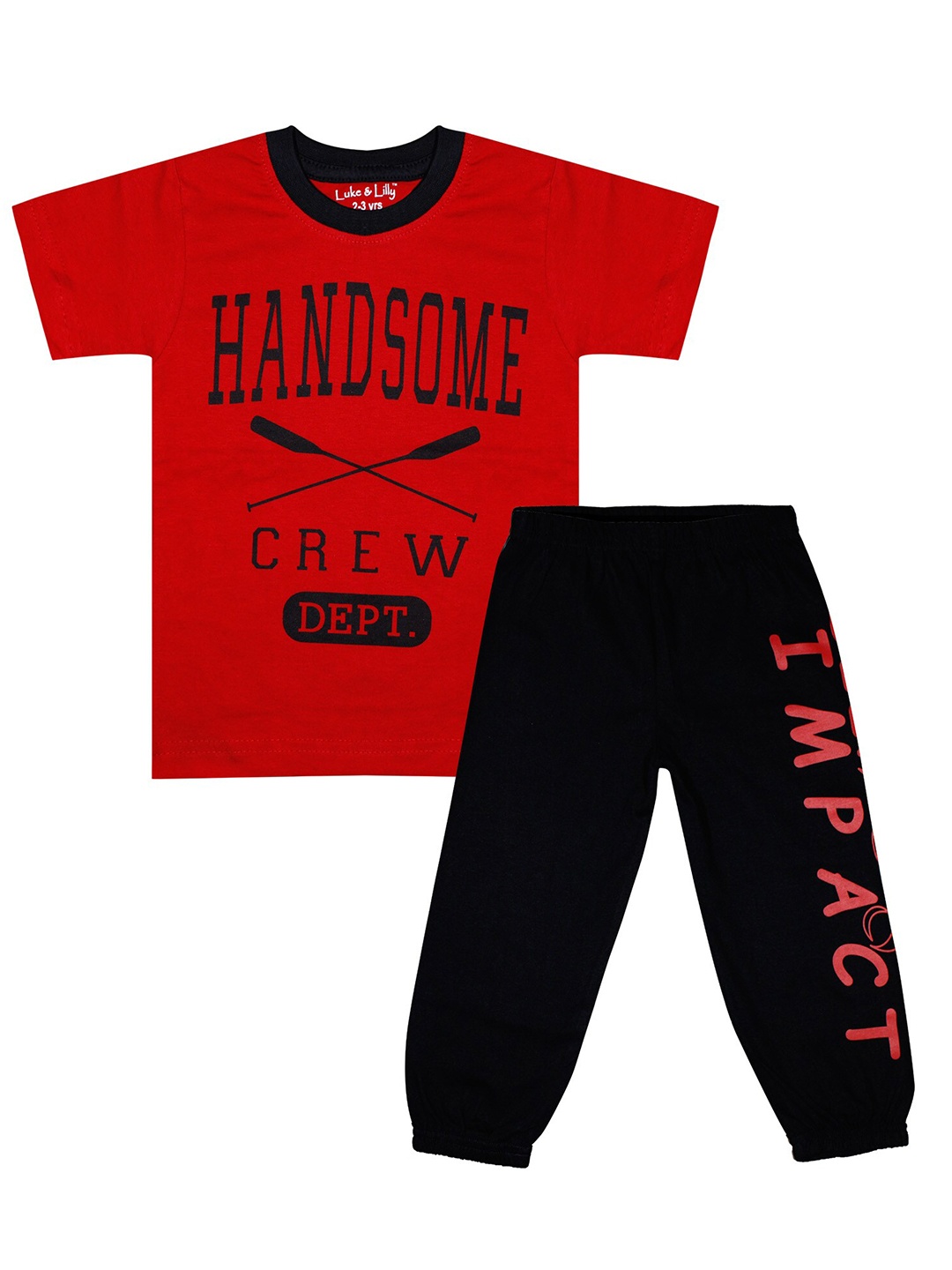 

Luke & Lilly Boys Red & Black Printed T-shirt with Pyjamas