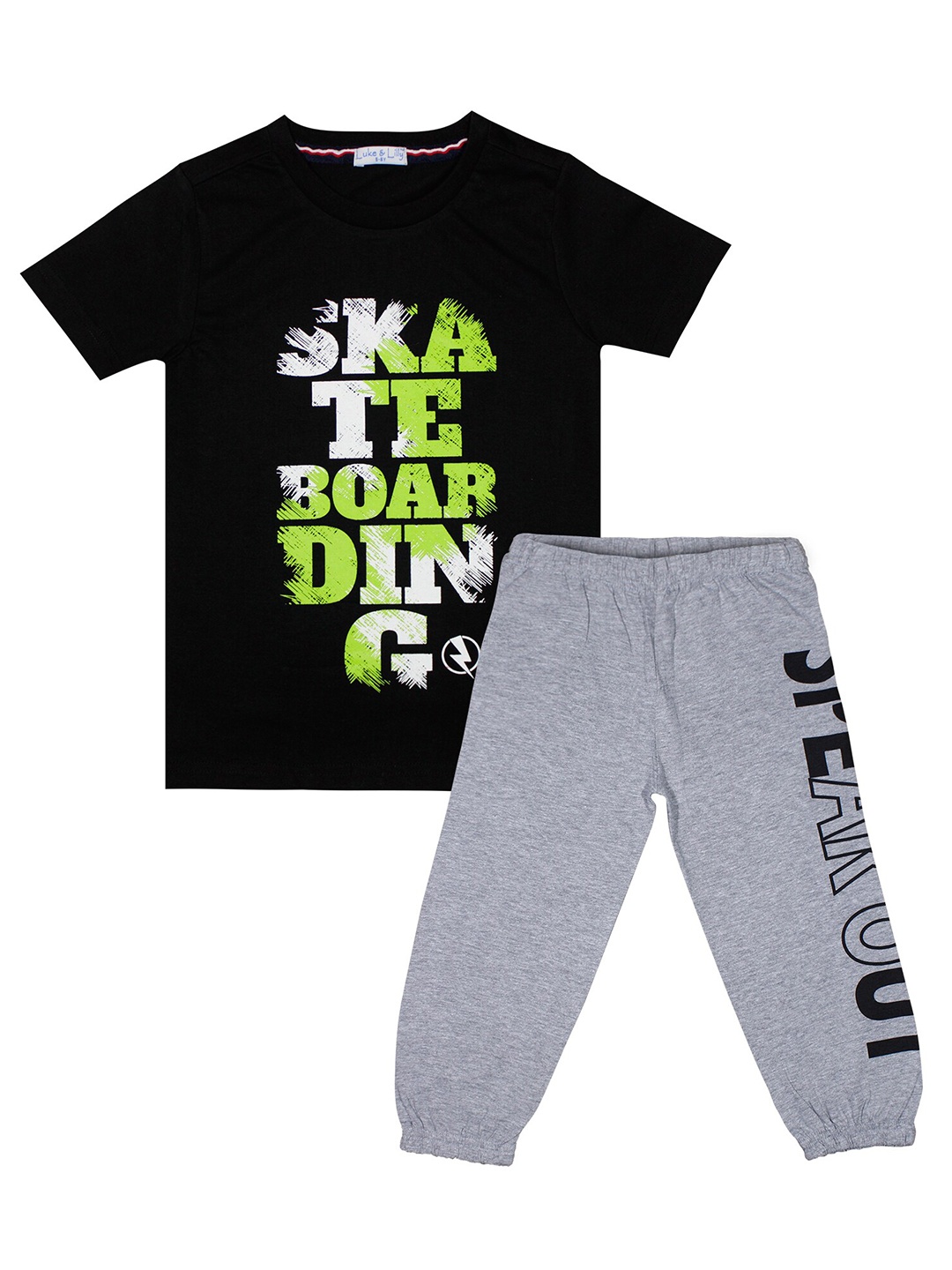 

Luke & Lilly Boys Black & Grey Printed T-shirt & Pyjamas