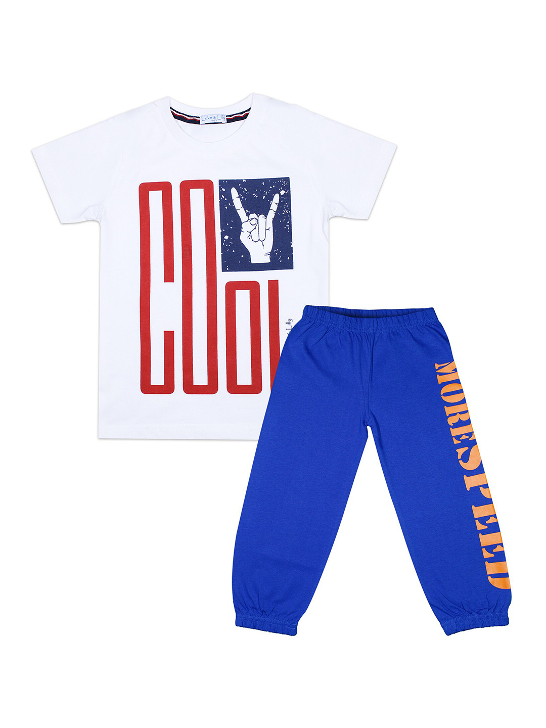 

Luke & Lilly Boys Blue & White Printed T-shirt with Pyjamas