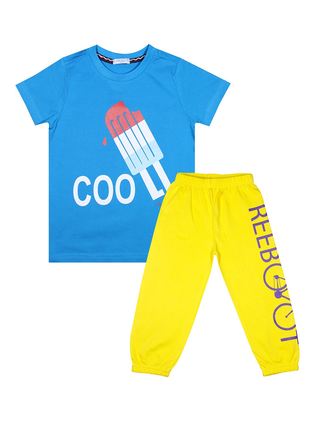 

Luke & Lilly Boys Blue & Yellow Printed T-shirt with Pyjamas