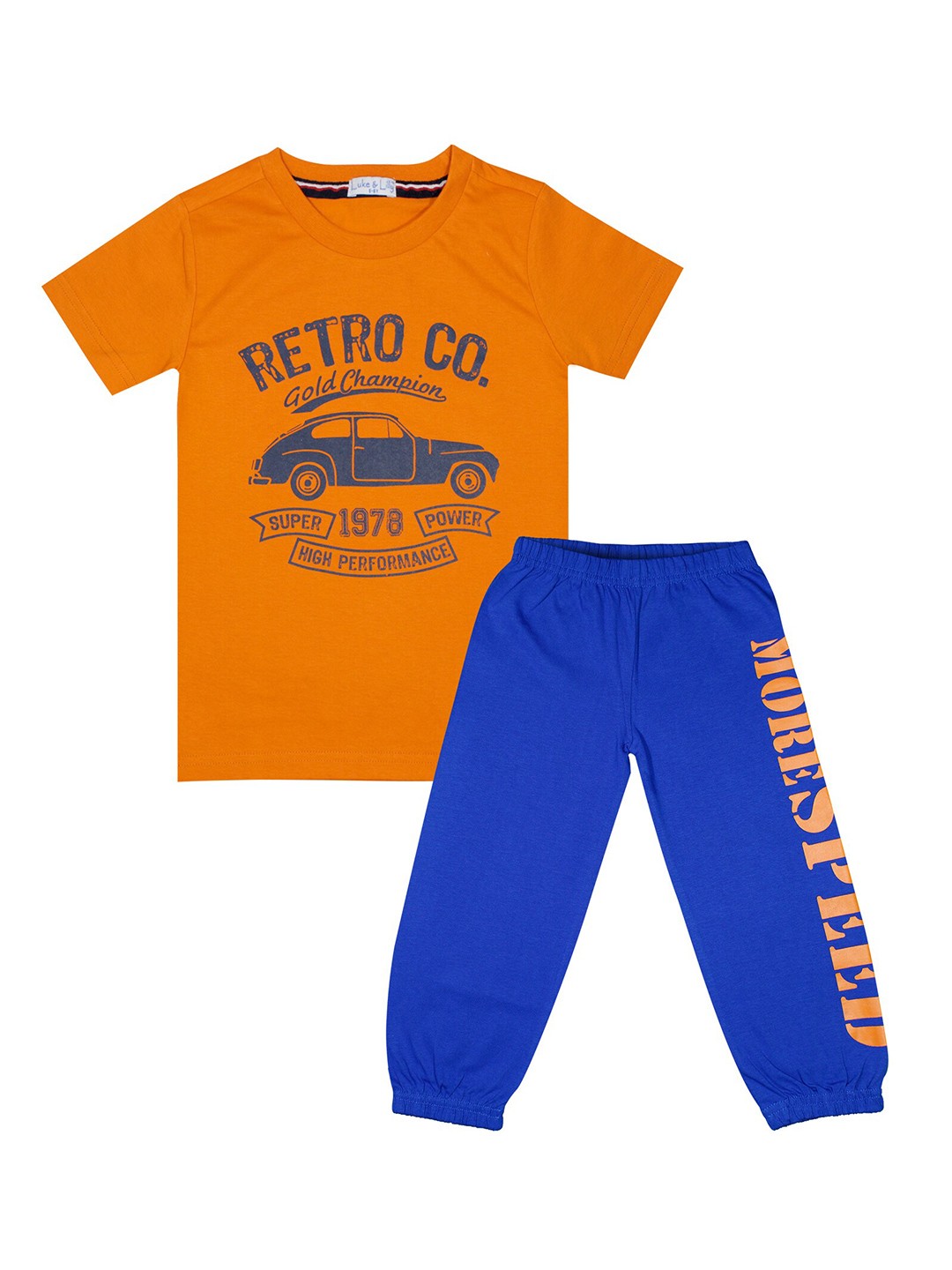 

Luke & Lilly Boys Blue & Orange Printed T-shirt with Pyjamas