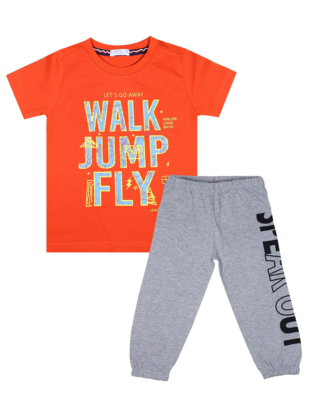 

Luke & Lilly Boys Grey & Red Printed T-shirt With Pyjamas