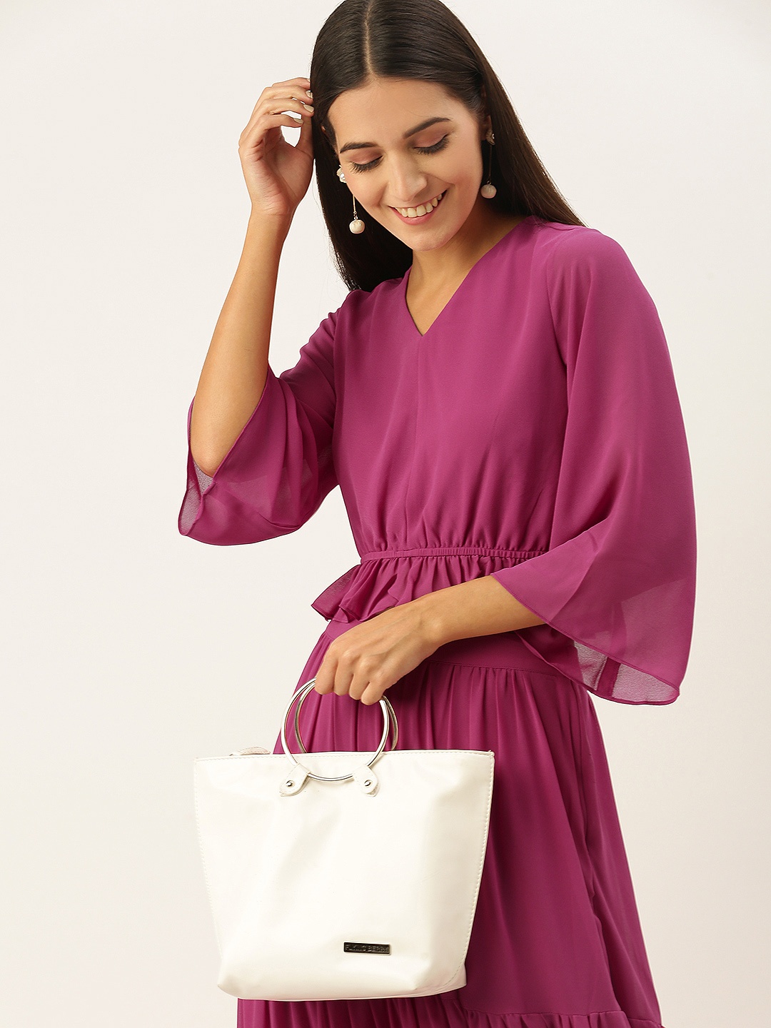 

AND Women Solid Purple Top with Skirt