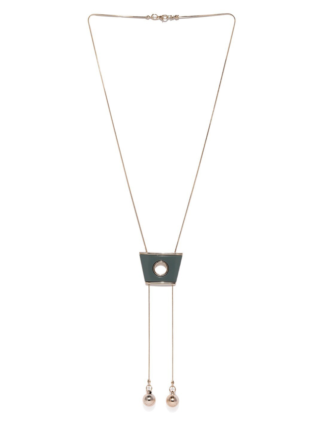 

Blisscovered Gold-Toned & Green Gold-Plated Minimal Necklace