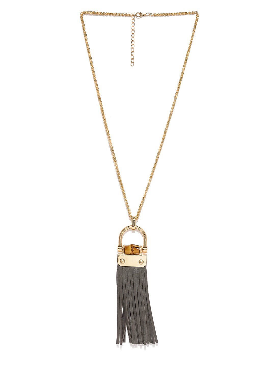 

Blisscovered Gold-Toned & Grey Tasselled Necklace