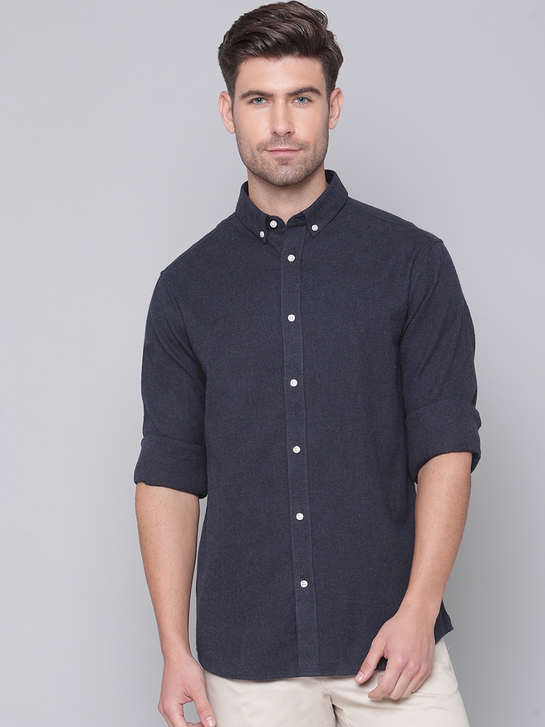 

Bruun & Stengade Men Grey Slim Fit Opaque Casual Shirt