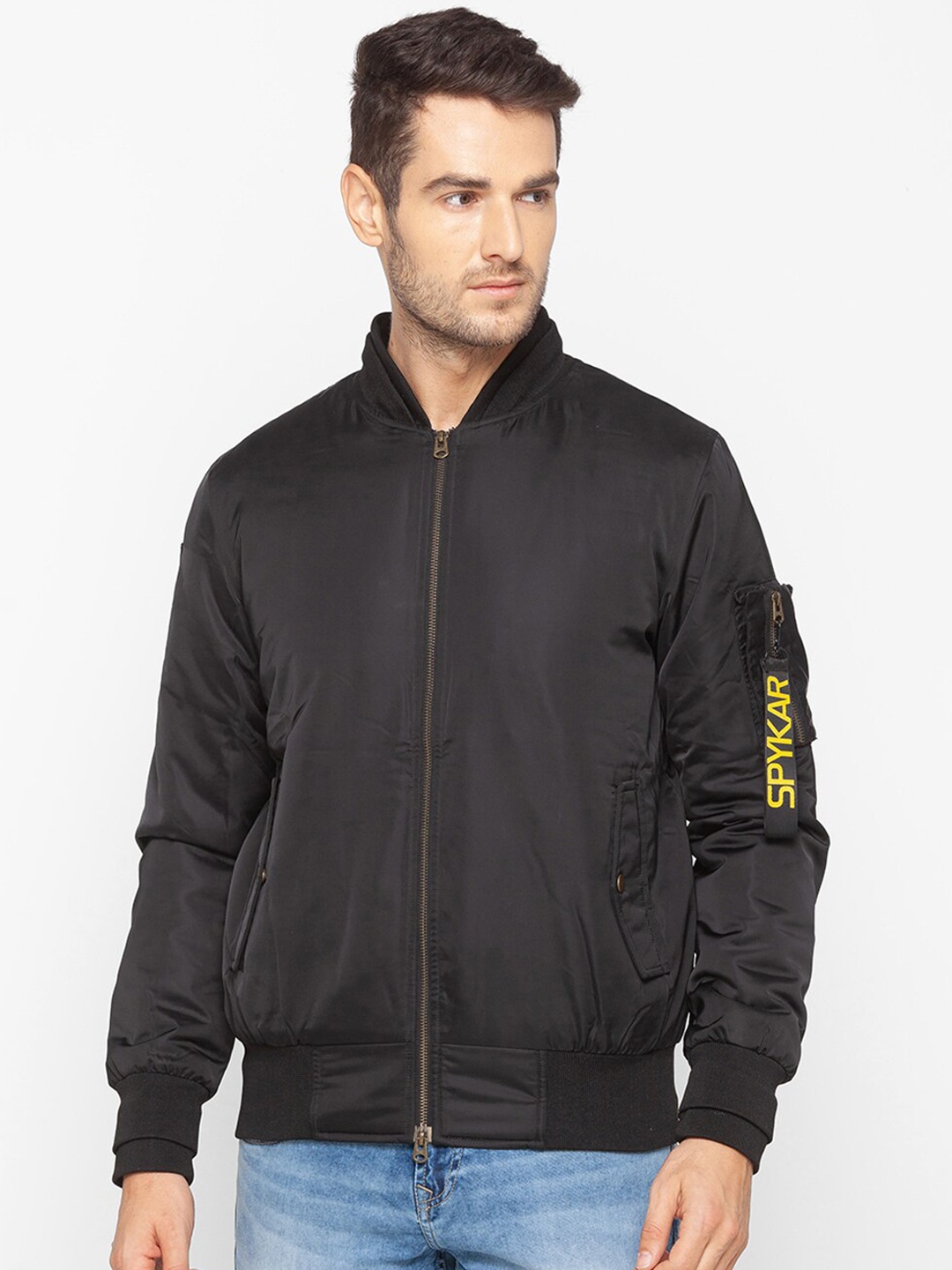 

SPYKAR Men Black Sporty Jacket