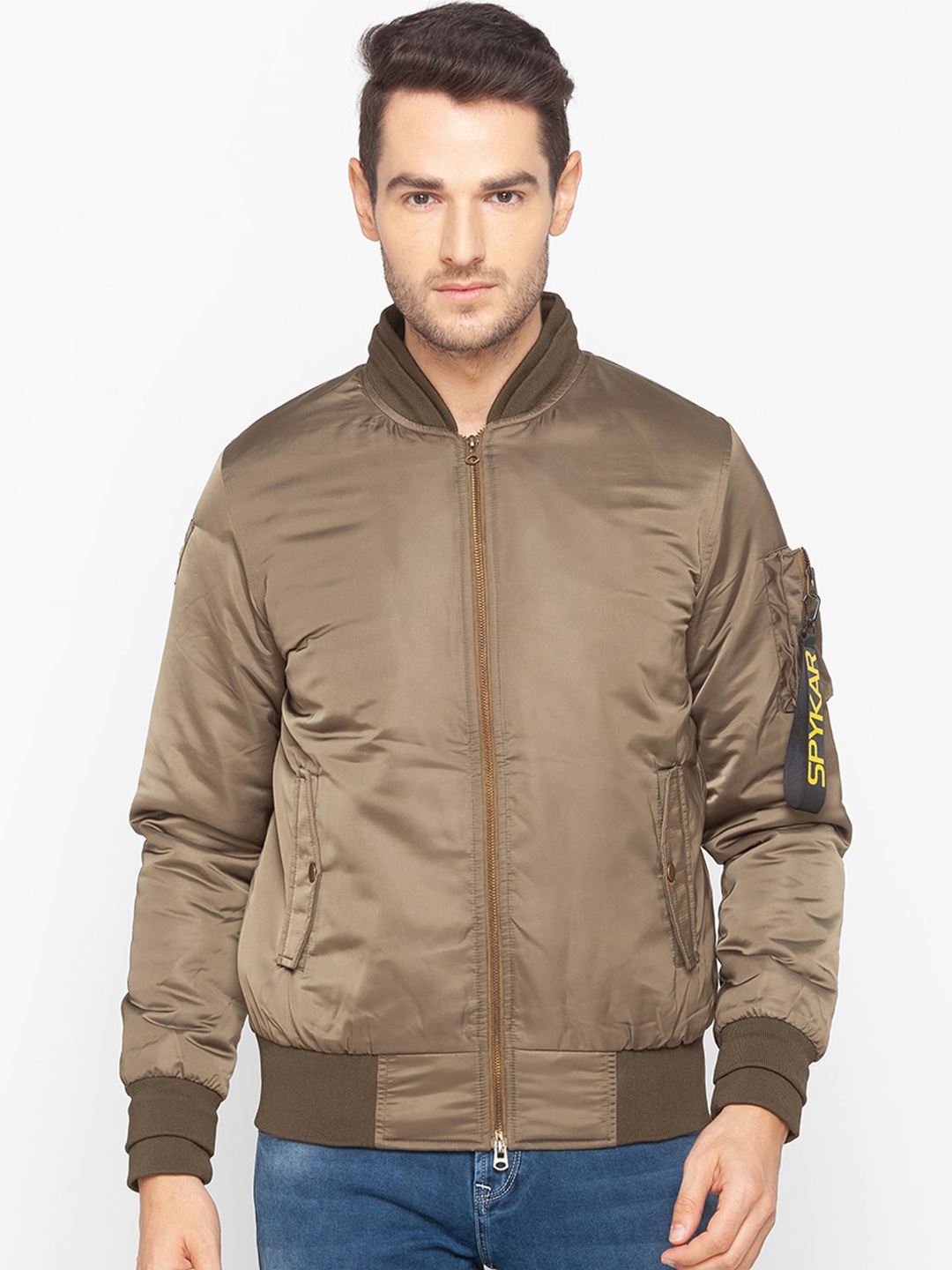

SPYKAR Men Olive Green Bomber Jacket