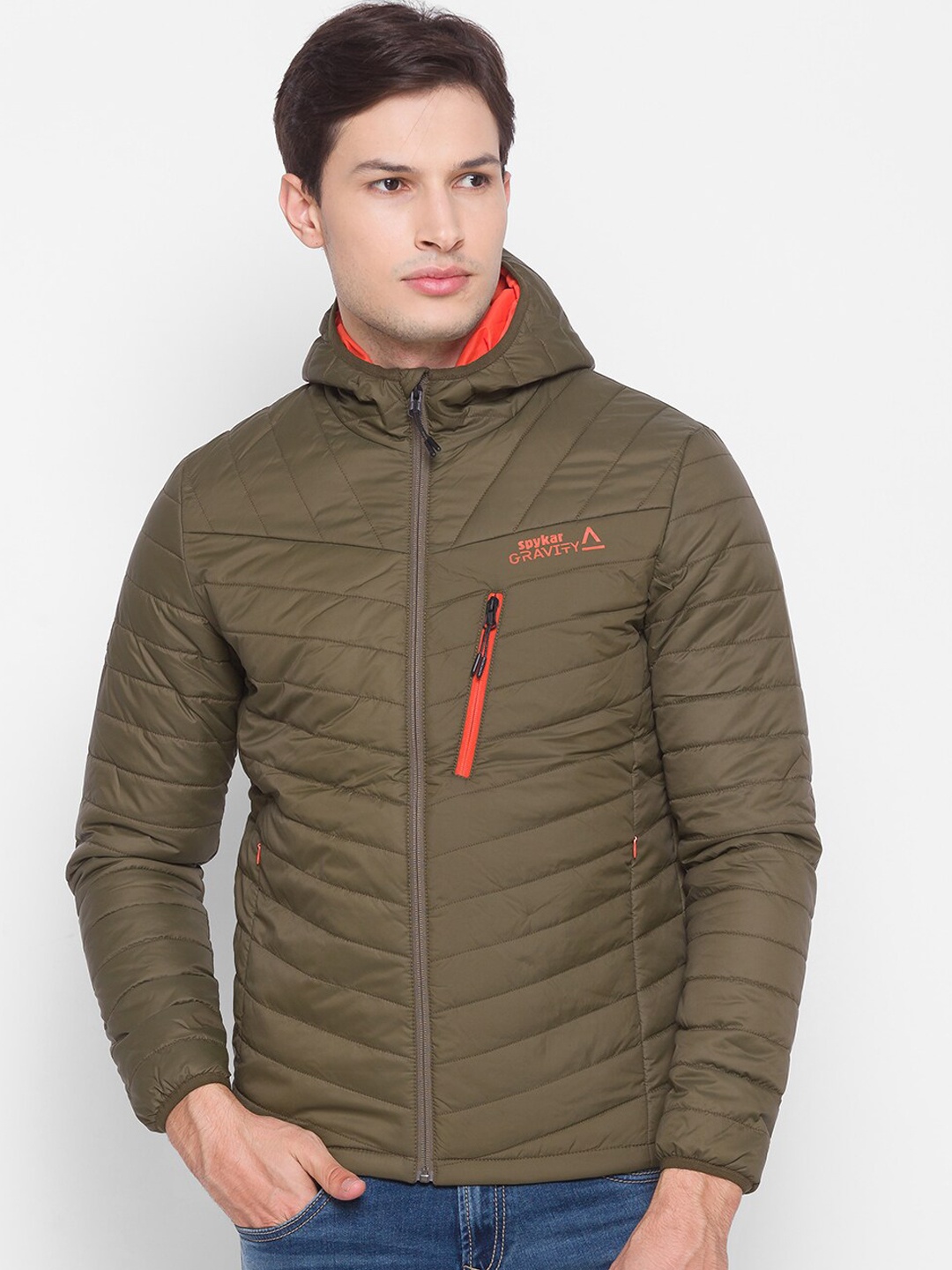 

SPYKAR Men Olive Green Padded Jacket