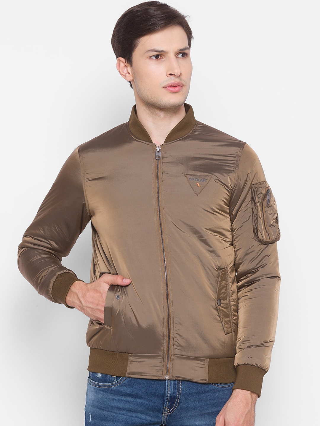 

SPYKAR Men Metallic Copper Copper-Toned Bomber Jacket