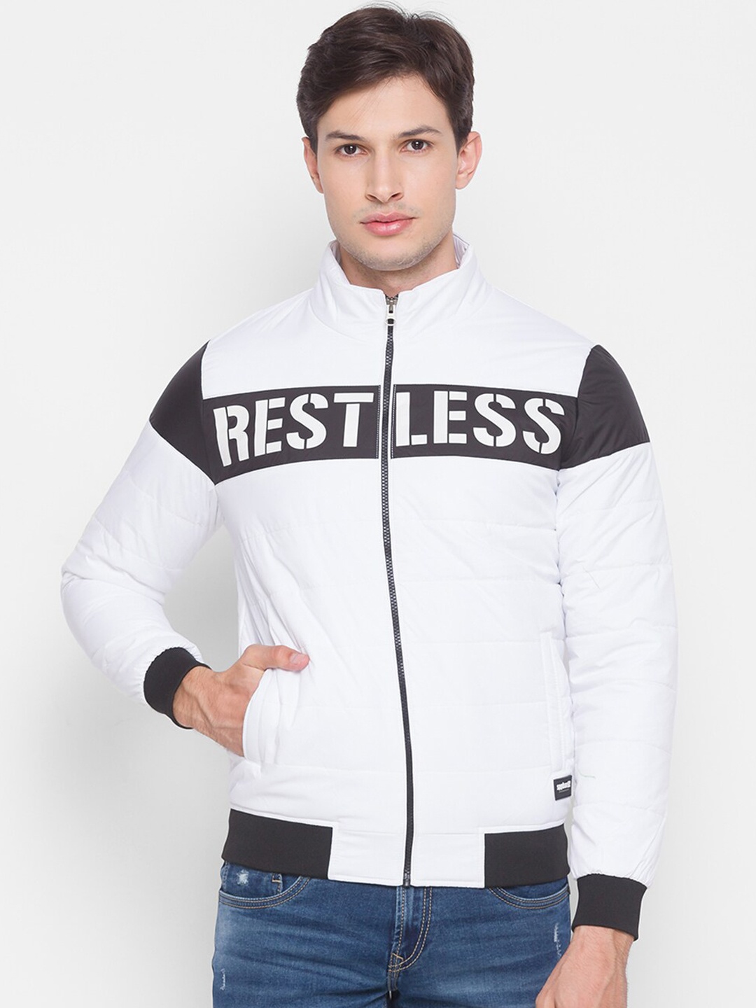 

SPYKAR Men White Bomber Jacket
