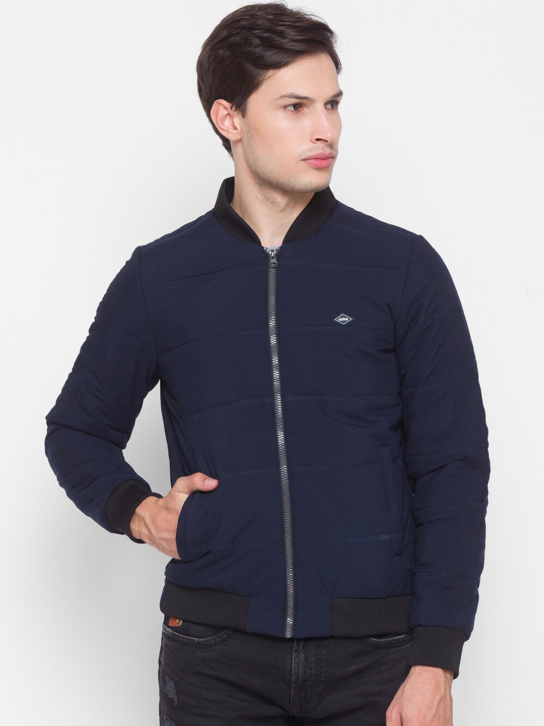 

SPYKAR Men Navy Blue Bomber Jacket