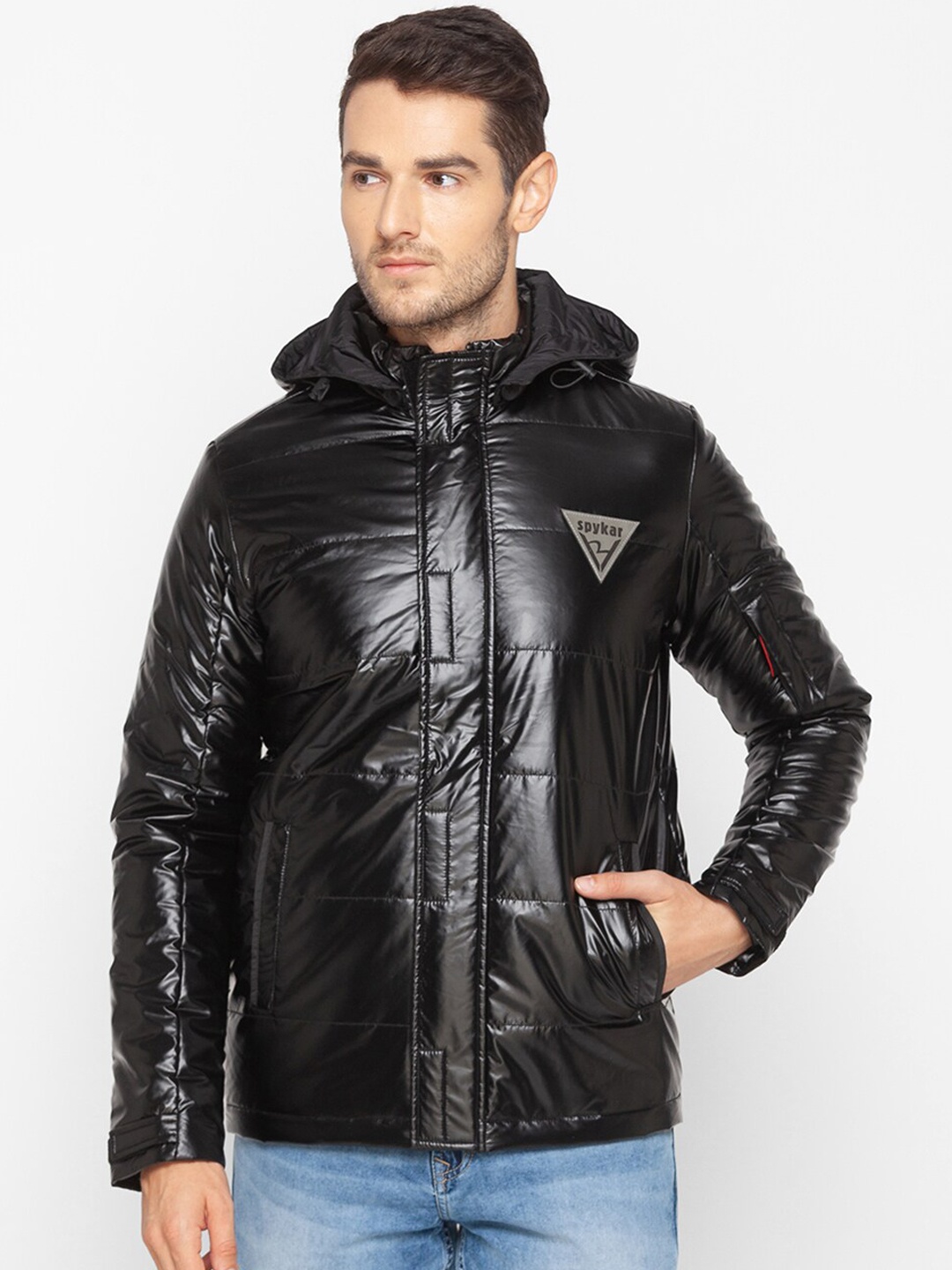 

SPYKAR Men Black Biker Jacket