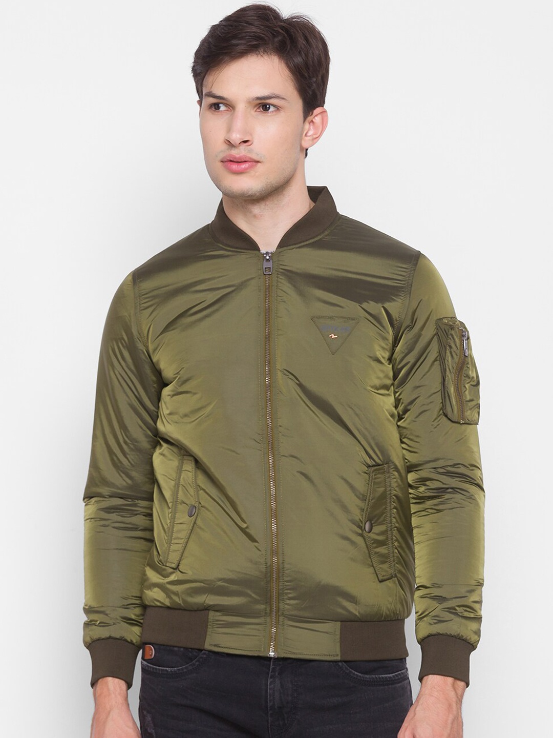 

SPYKAR Men Green Bomber Jacket