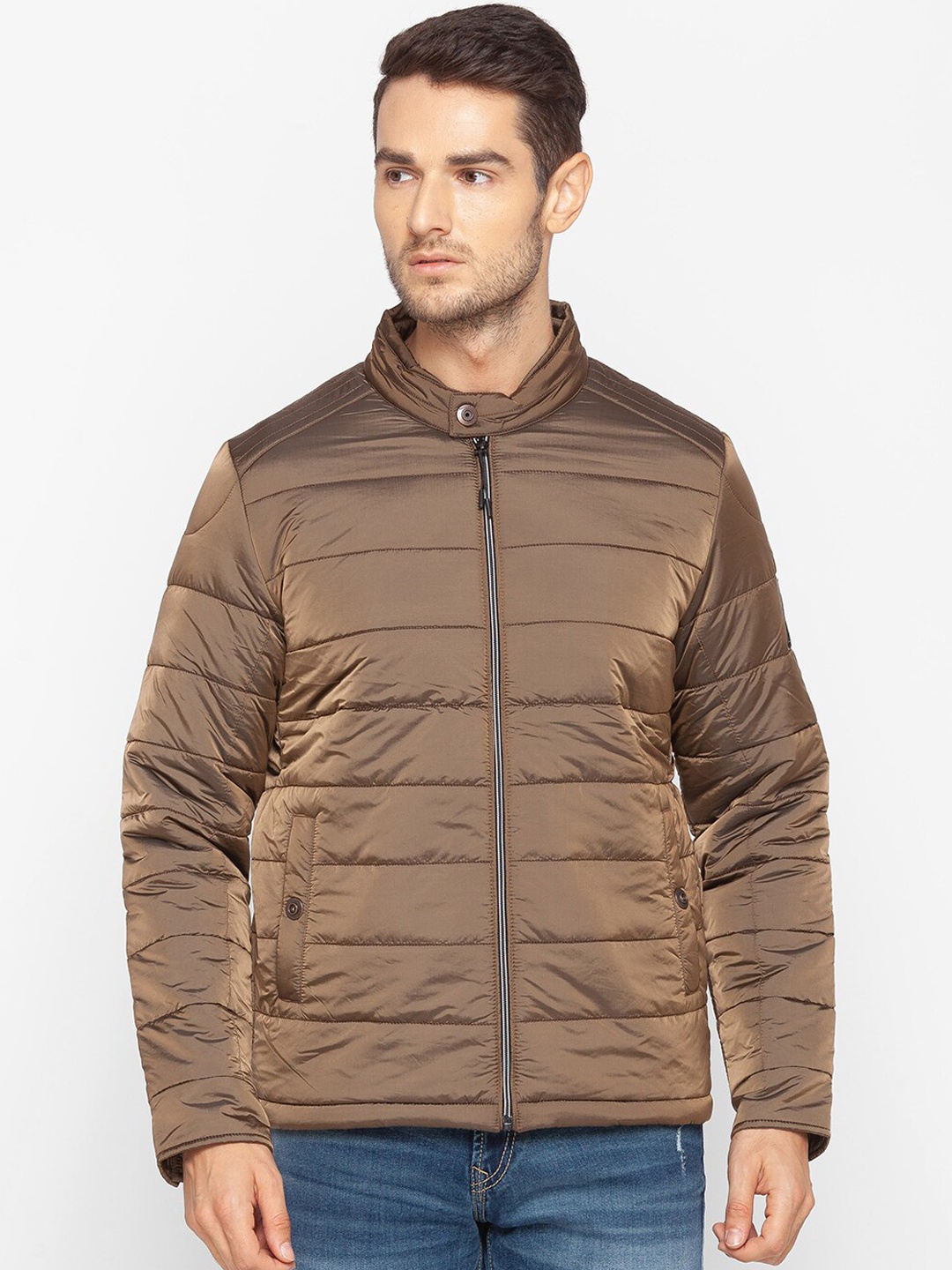 

SPYKAR Men Brown Crop Quilted Jacket