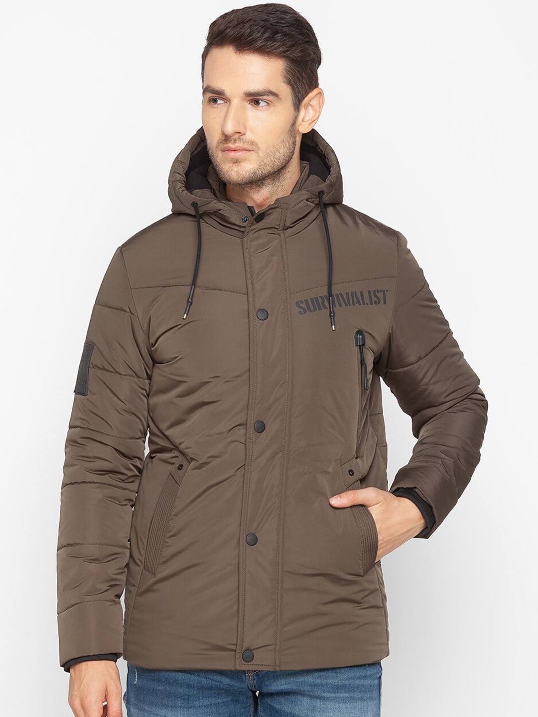 

SPYKAR Men Coffee Brown Padded Jacket