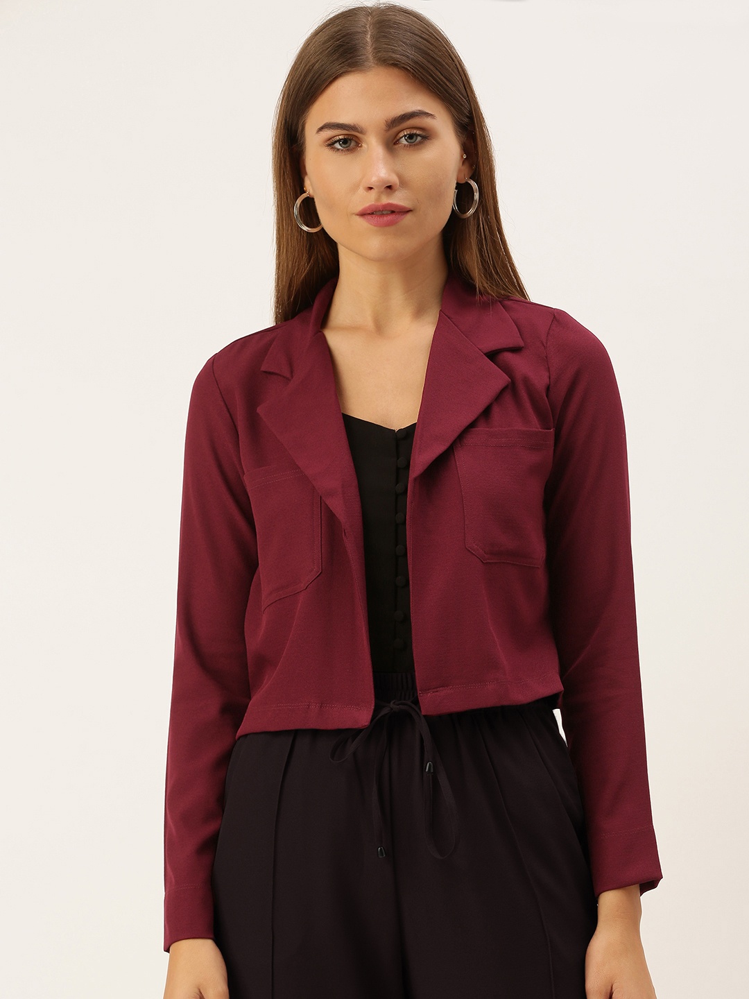 

AND Women Red Crop Open Front Jacket