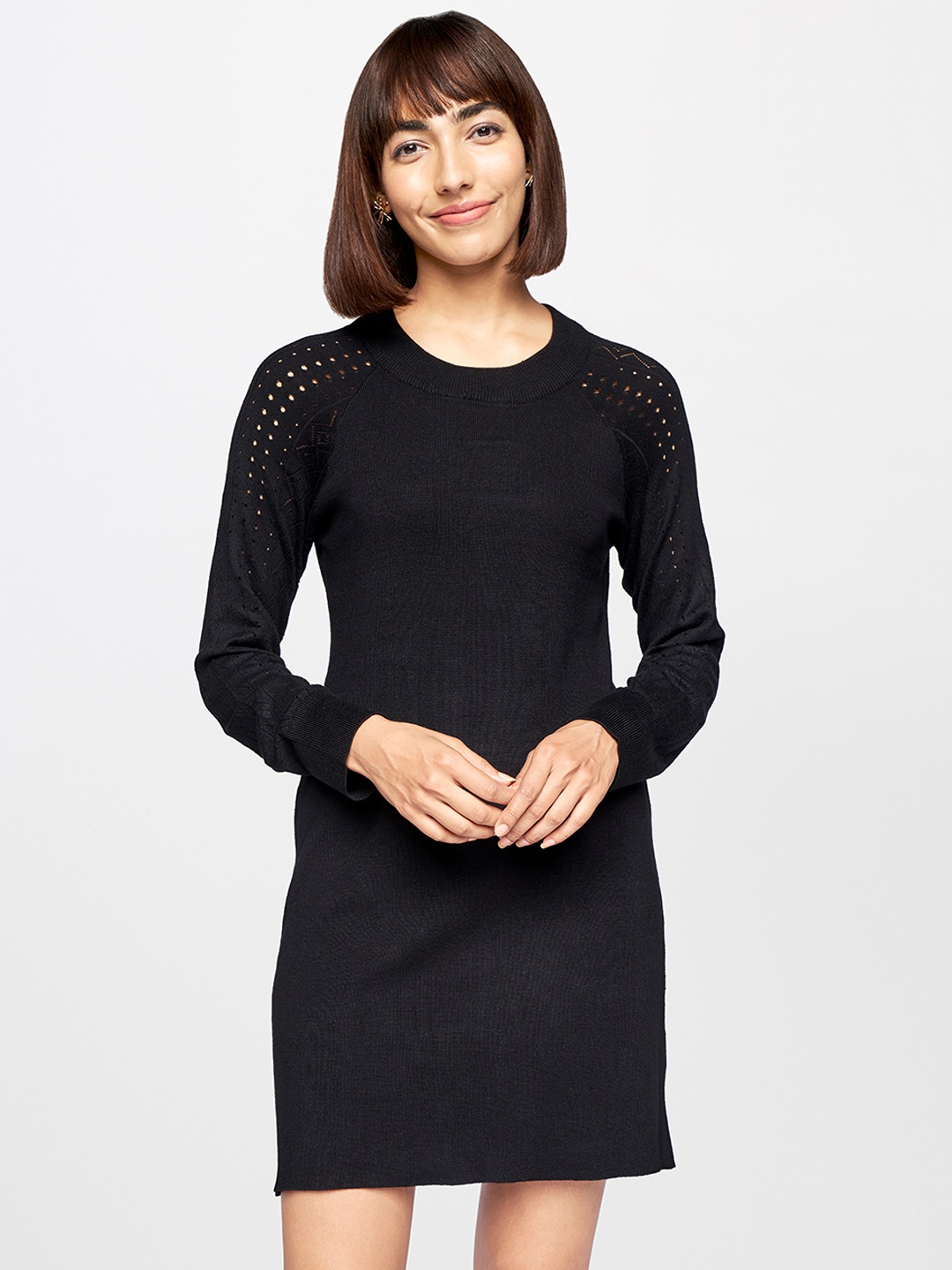 

AND Women Black Solid Bodycon Dress